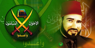 Embleme des Freres Musulmans et leur fondateur Hassan El Banna
