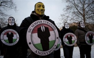 Emblème d'Anonymous, le groupe de hackers qui a initié l'attaque contre l'entité sioniste