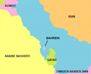 Situation du Bahrein dans le Golf