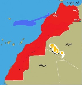 Carte de la zone frontalière du Maroc avec ses voisins